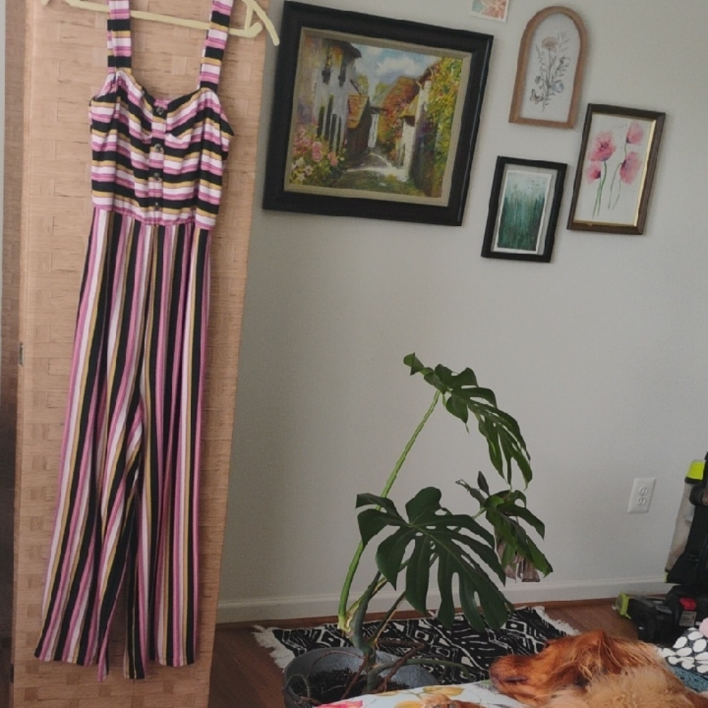 Xhilaration Pink and Purple Jumpsuit with V-Neckline